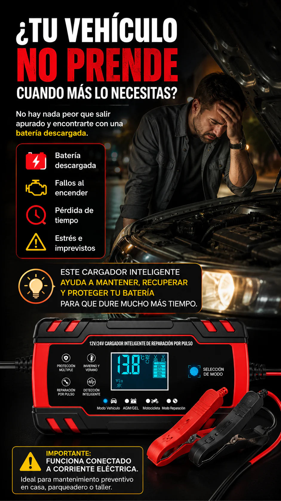 CARGADOR REPARADOR DE BATERIAS PARA AUTO