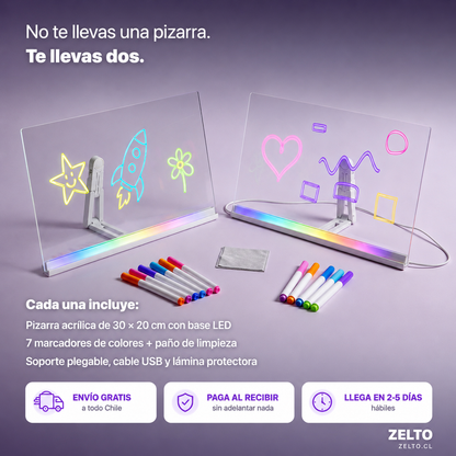 Pizarra Led Acrílica - ¡Compra 1 y lleva 1 de Regalo!