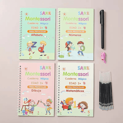Set 4 Cuadernos Mágicos Caligrafía Montessori