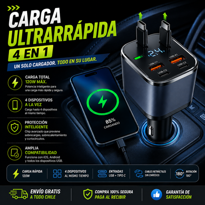 Cargador De Auto 4 En 1 120w