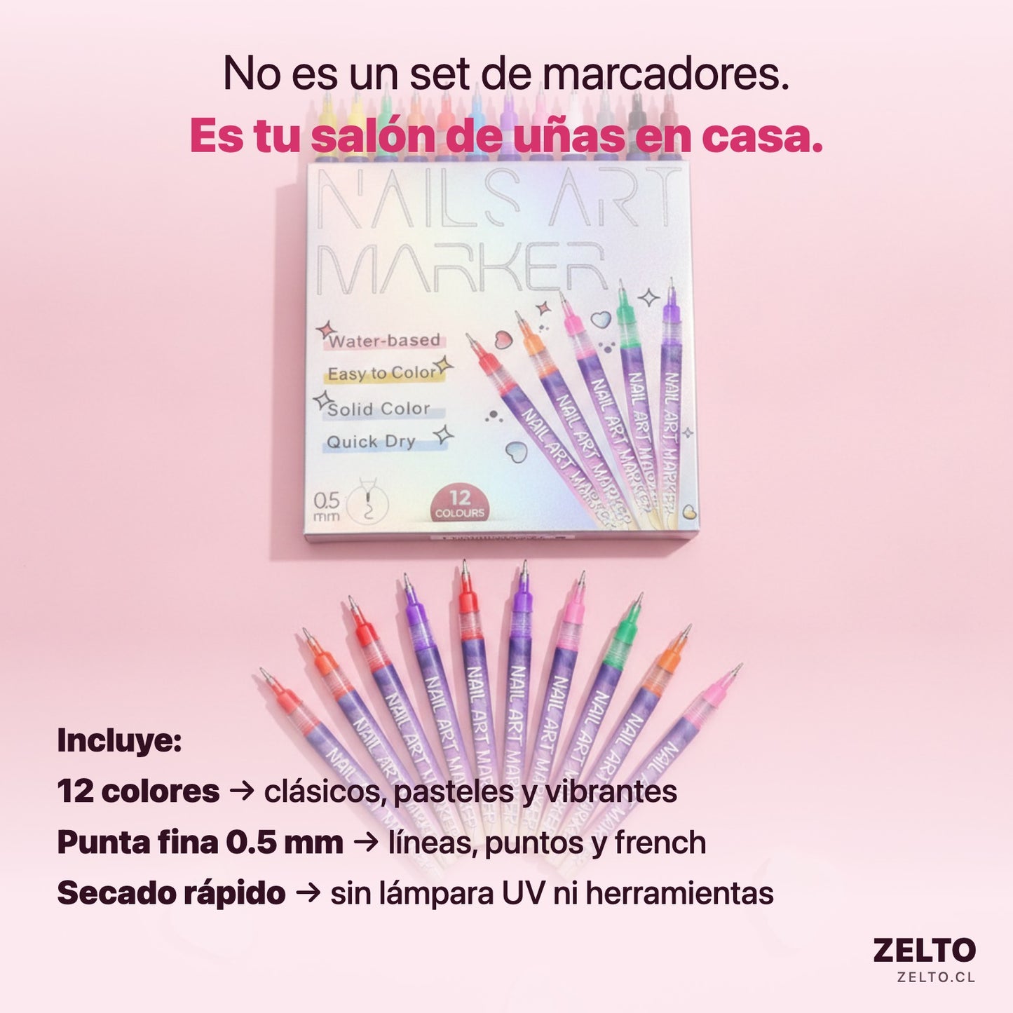 Set de 12 Marcadores para Uñas – Crea Diseños como Todo un Experto