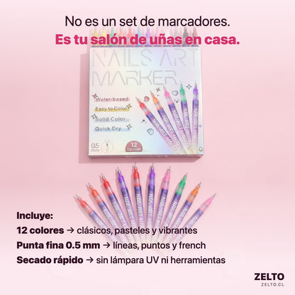 Set de 12 Marcadores para Uñas – Crea Diseños como Todo un Experto